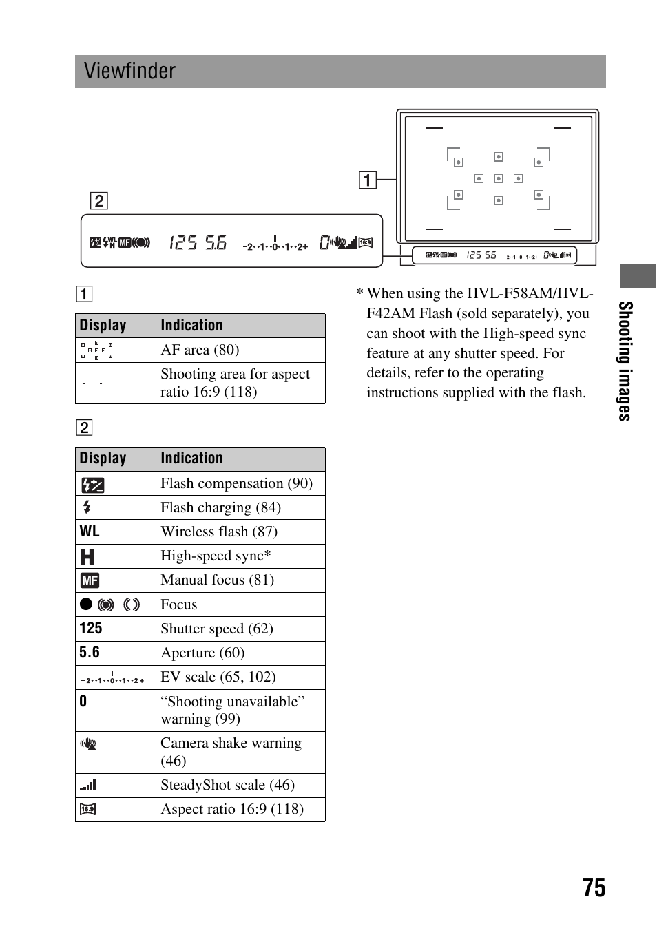 Viewfinder | Sony DSLR-A330 User Manual | Page 75 / 171