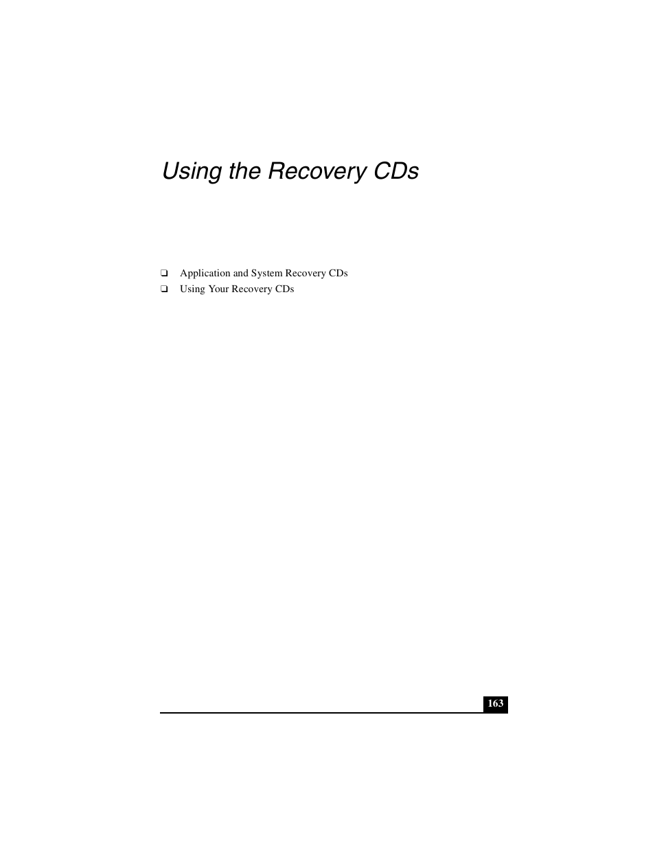 Using the recovery cds | Sony PCG-NV290 User Manual | Page 163 / 206