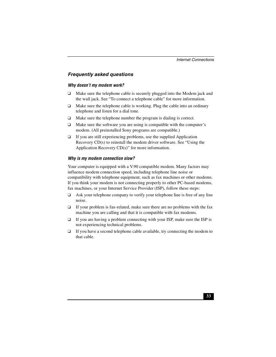 Frequently asked questions | Sony PCG-NV290 User Manual | Page 33 / 206