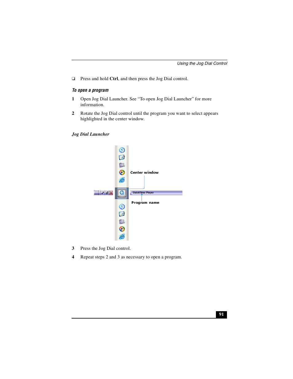 Center window program name | Sony PCG-NV290 User Manual | Page 91 / 206