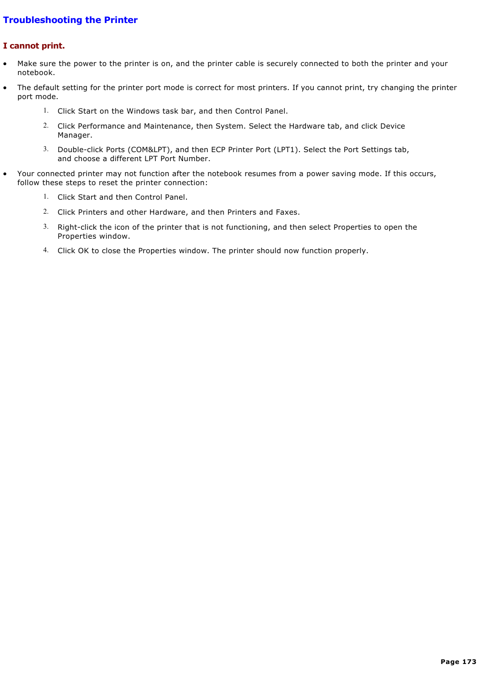 Troubleshooting the printer, For more | Sony PCG-GRX580P User Manual | Page 173 / 185