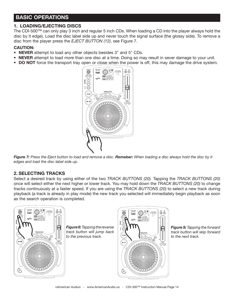 Basic operations | American Audio CDI-300 User Manual | Page 14 / 28