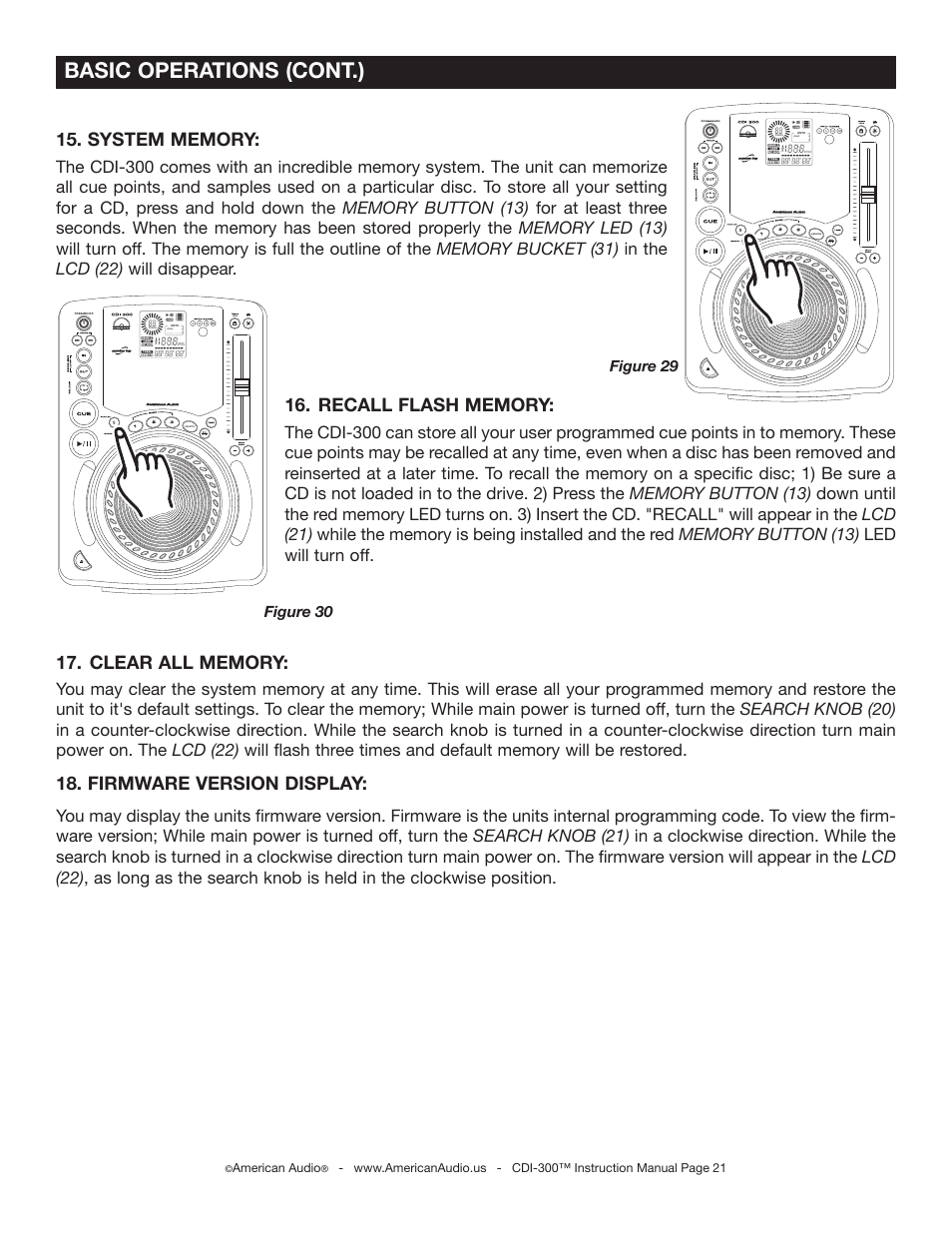 Basic operations (cont.) | American Audio CDI-300 User Manual | Page 21 / 28