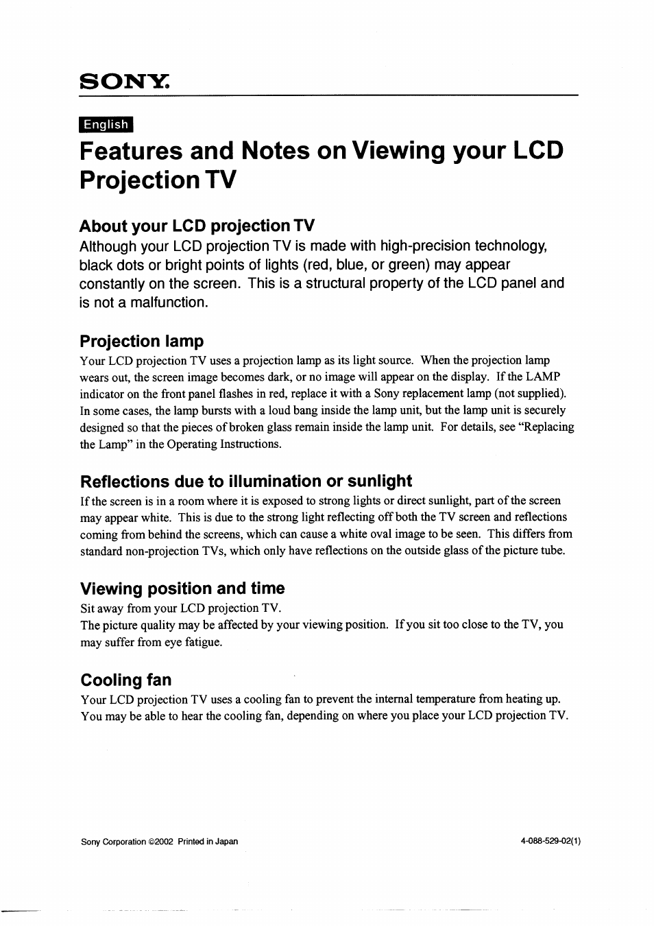 Sony KF-60XBR800 User Manual | 1 page