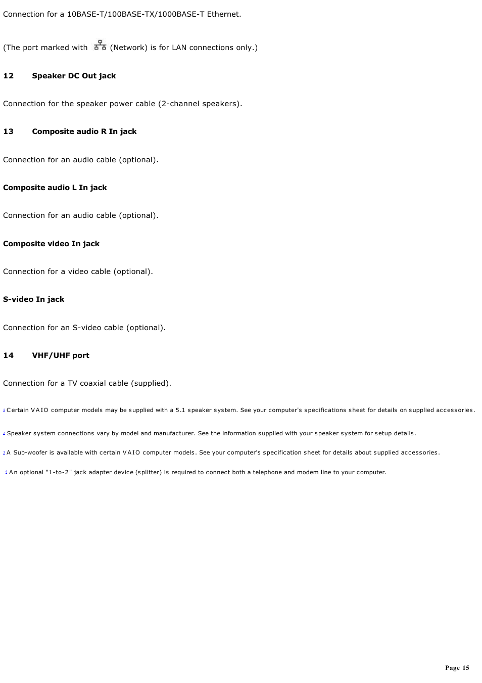 Sony VGC-RA940G User Manual | Page 15 / 271