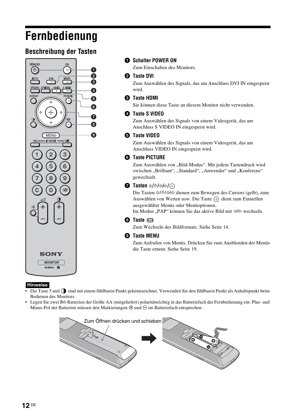 Fernbedienung, Beschreibung der tasten | Sony FWD-50PX3 User Manual | Page 144 / 308