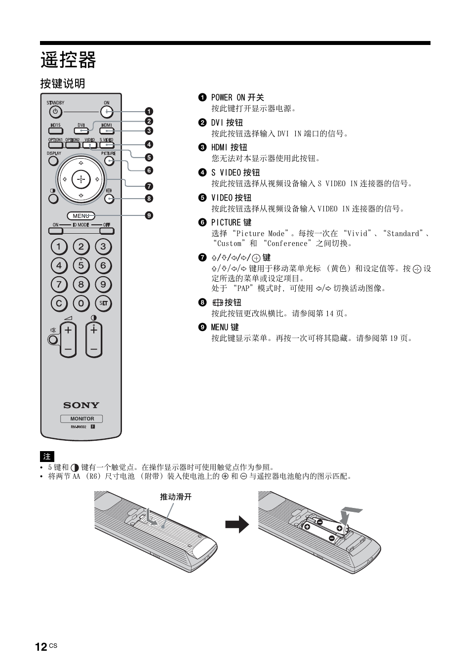 按键说明 | Sony FWD-50PX3 User Manual | Page 276 / 308