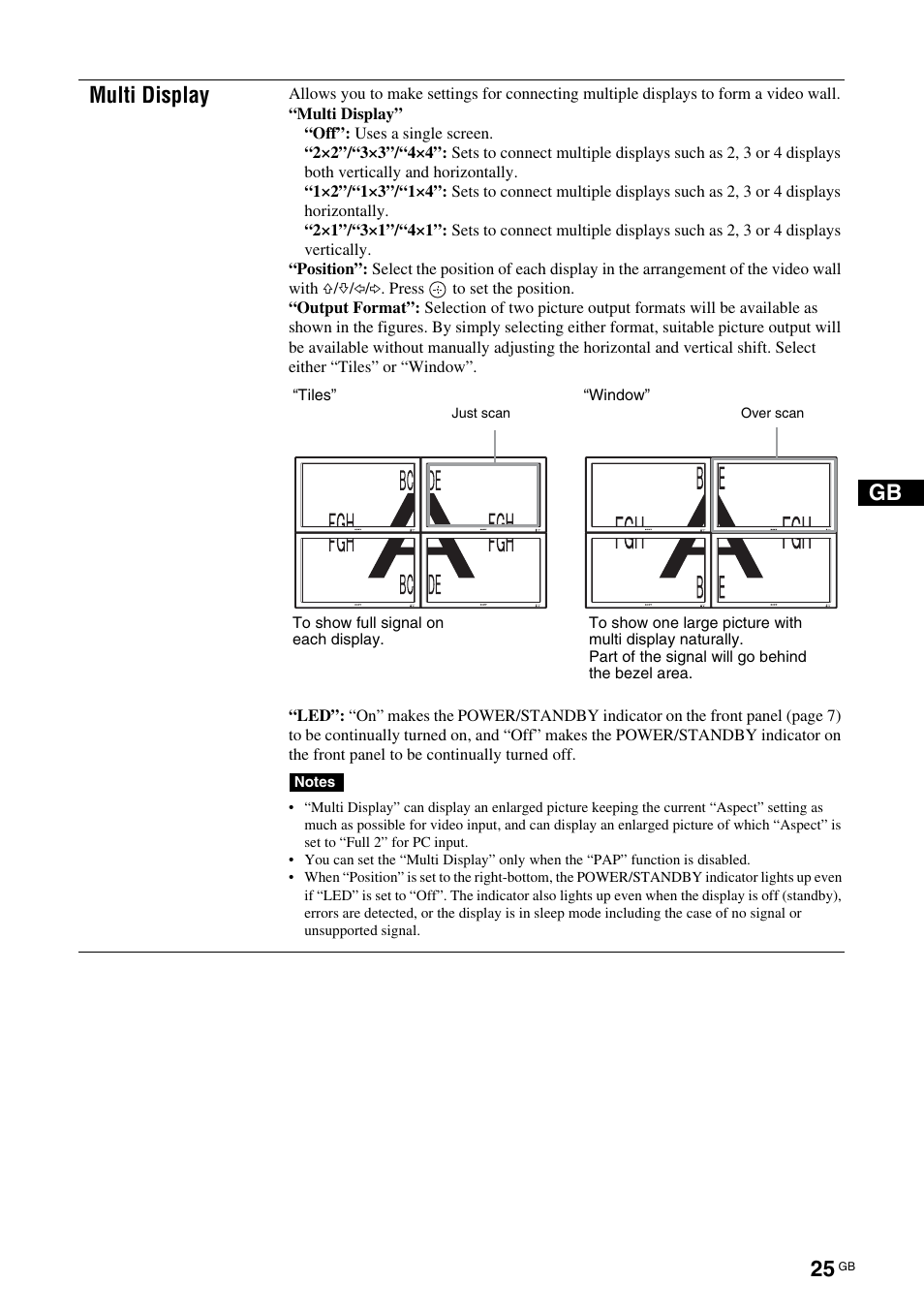 Gb multi display | Sony FWD-50PX3 User Manual | Page 71 / 308
