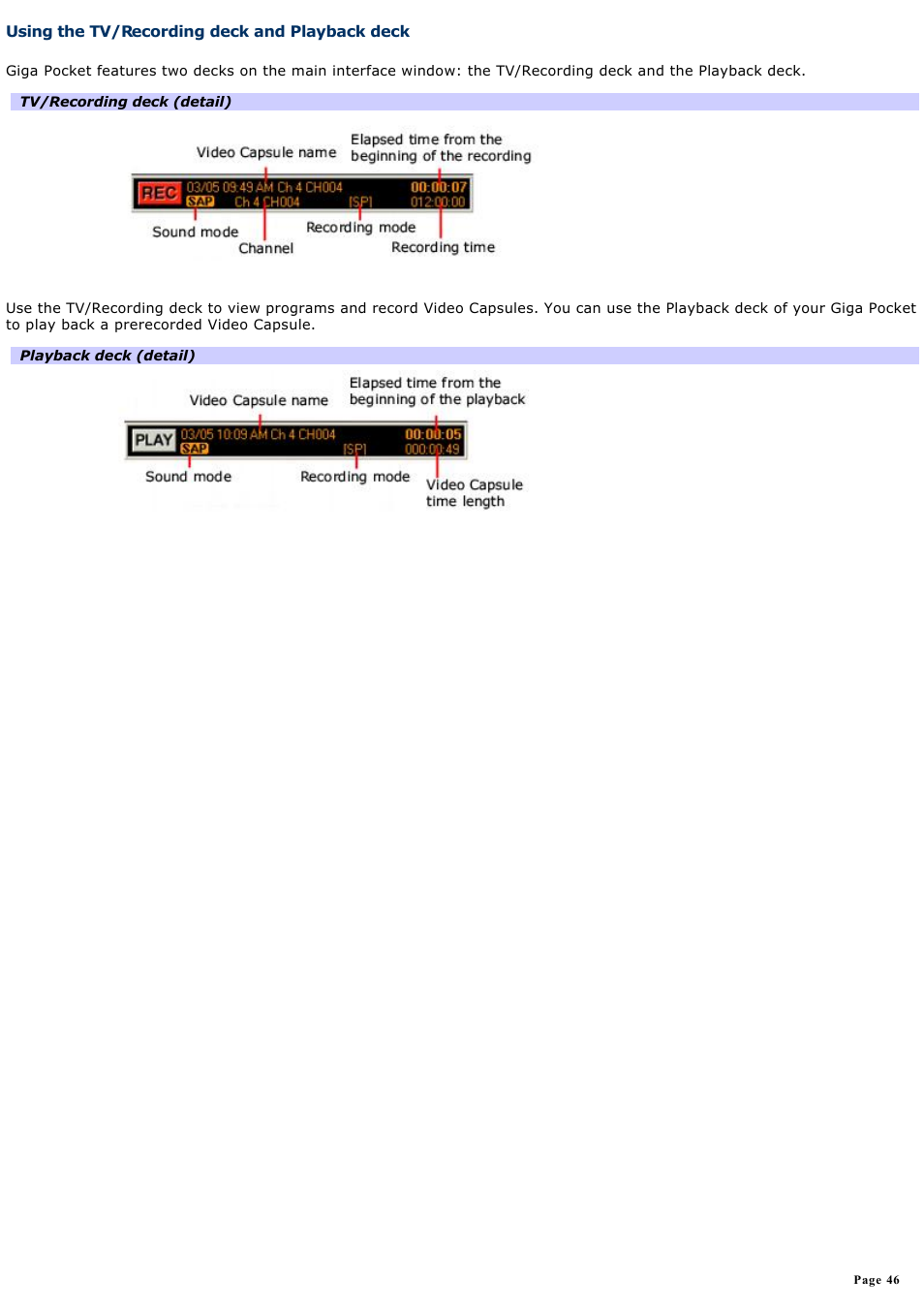 Using the tv/recording deck and playback deck | Sony PCV-RS412 User Manual | Page 46 / 146