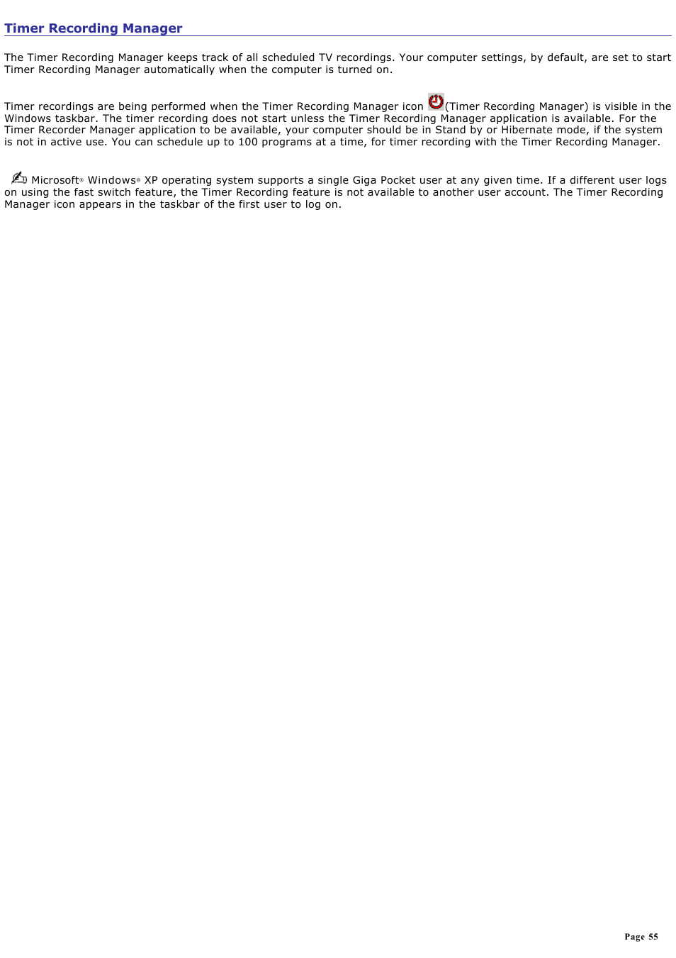Timer recording manager | Sony PCV-RS412 User Manual | Page 55 / 146