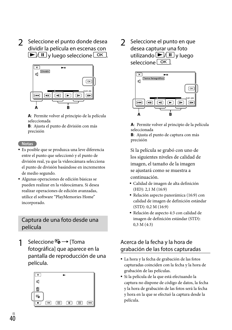Captura de una foto desde una película | Sony HDR-CX190 User Manual | Page 118 / 155