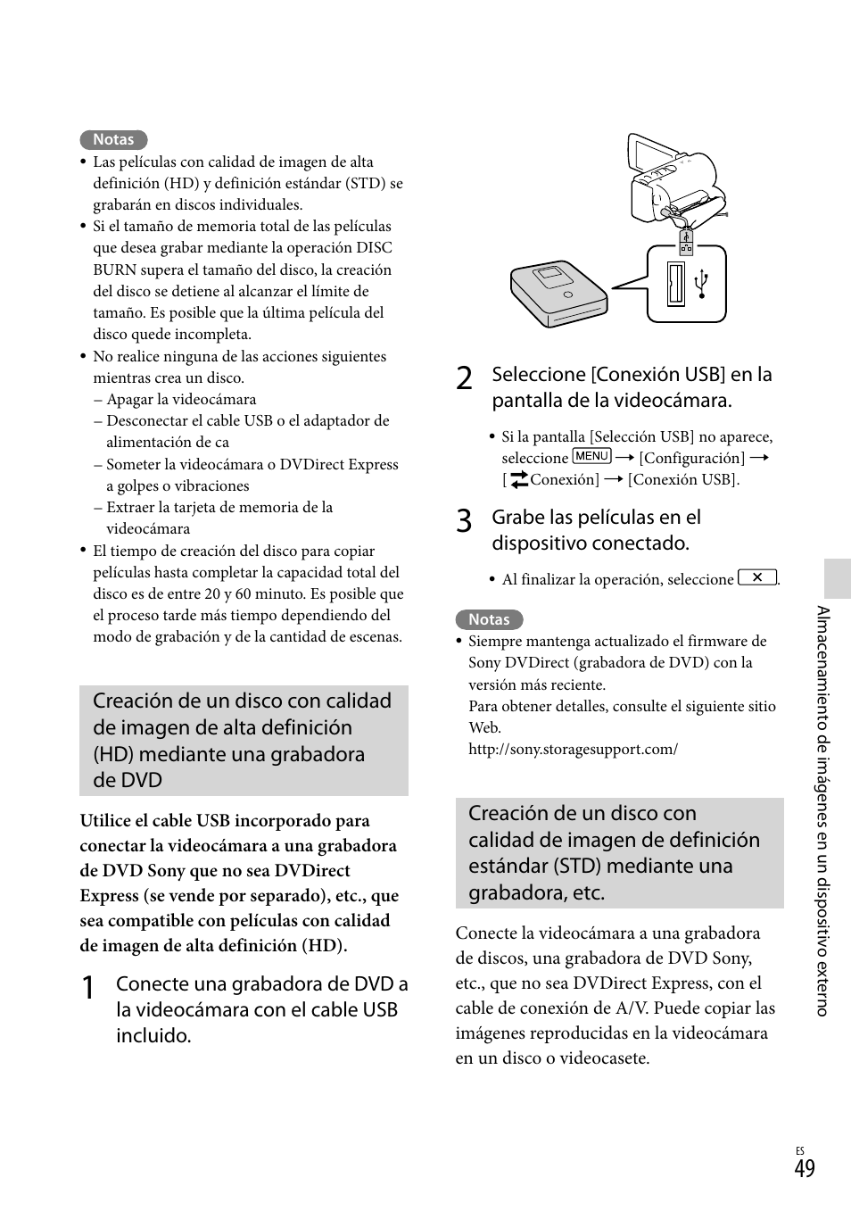 Mediante una grabadora, etc, Grabe las películas en el dispositivo conectado | Sony HDR-CX190 User Manual | Page 127 / 155