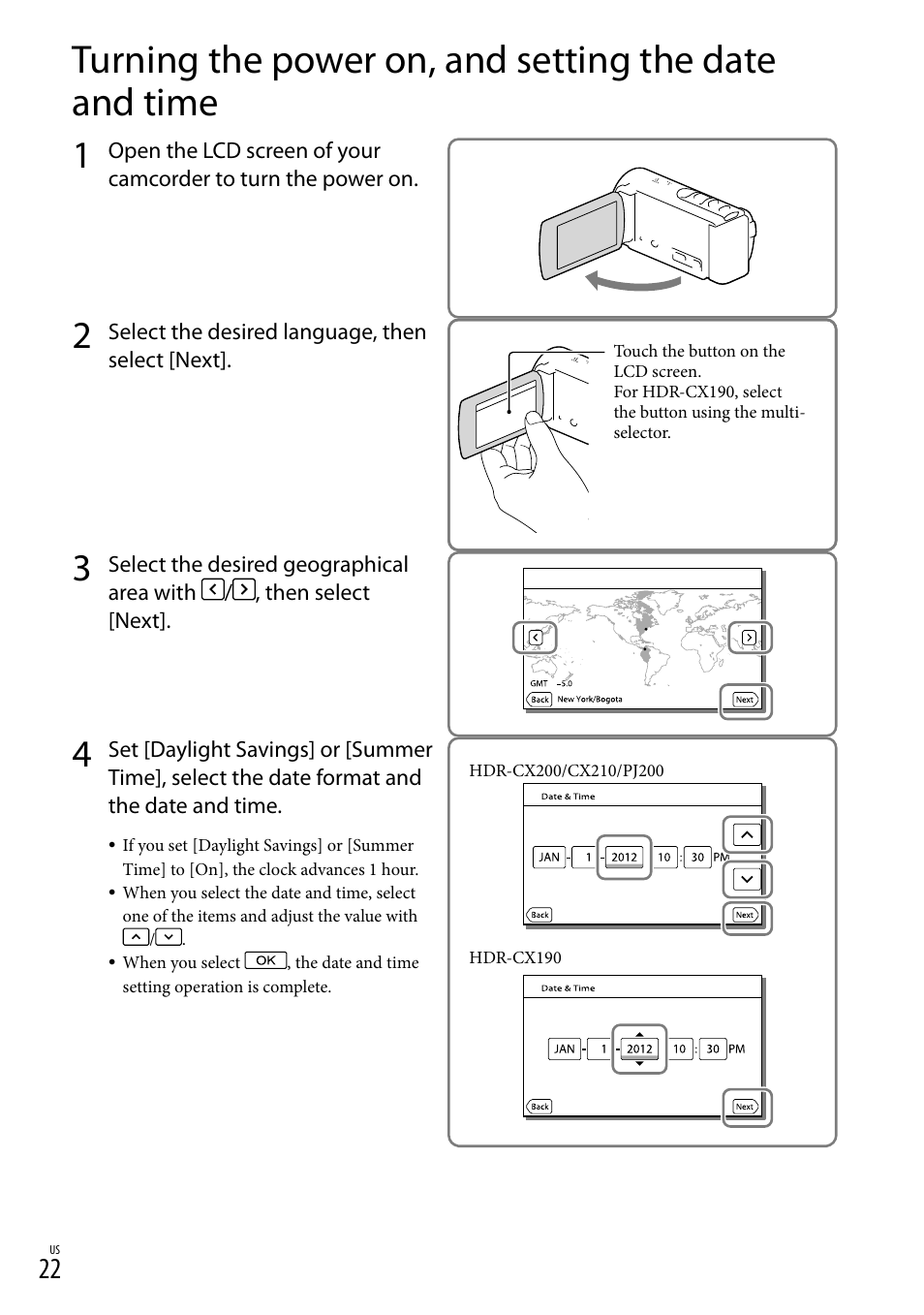 J200) (22, 23) | Sony HDR-CX190 User Manual | Page 22 / 155