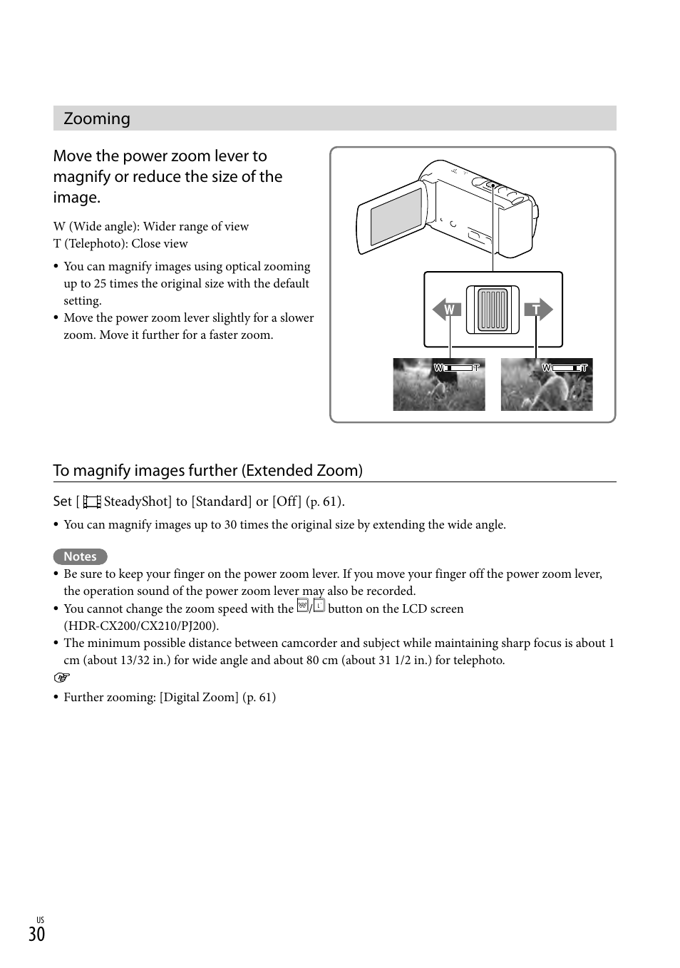 Zooming, Er (30) | Sony HDR-CX190 User Manual | Page 30 / 155