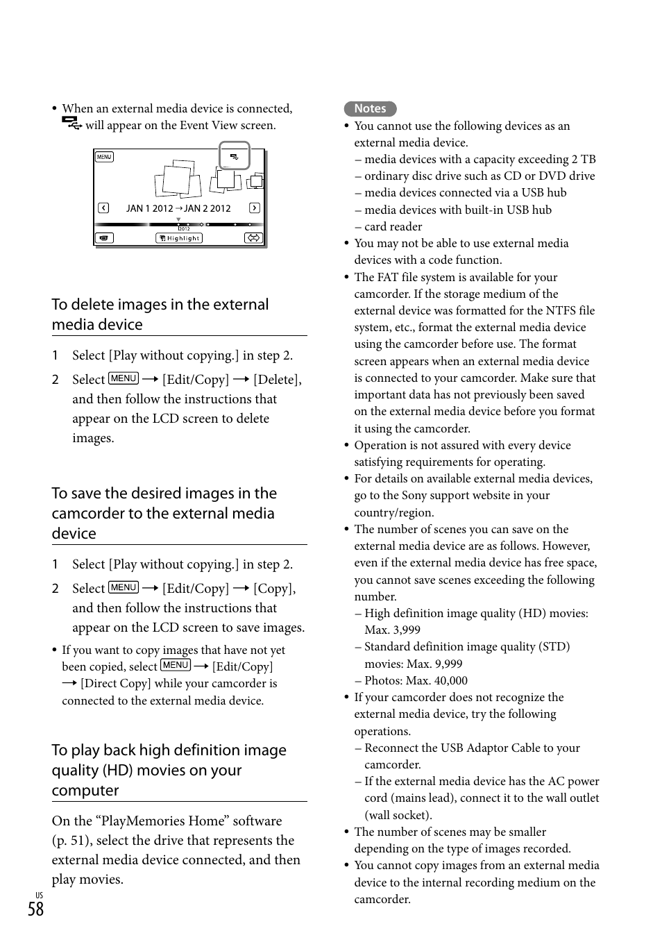 Sony HDR-CX190 User Manual | Page 58 / 155