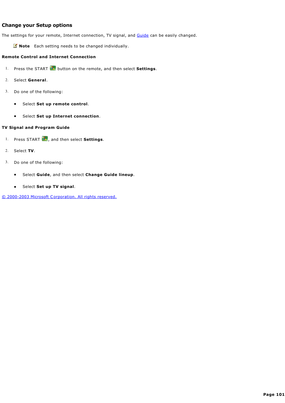 Change your setup options | Sony PCV-RZ49G User Manual | Page 101 / 459