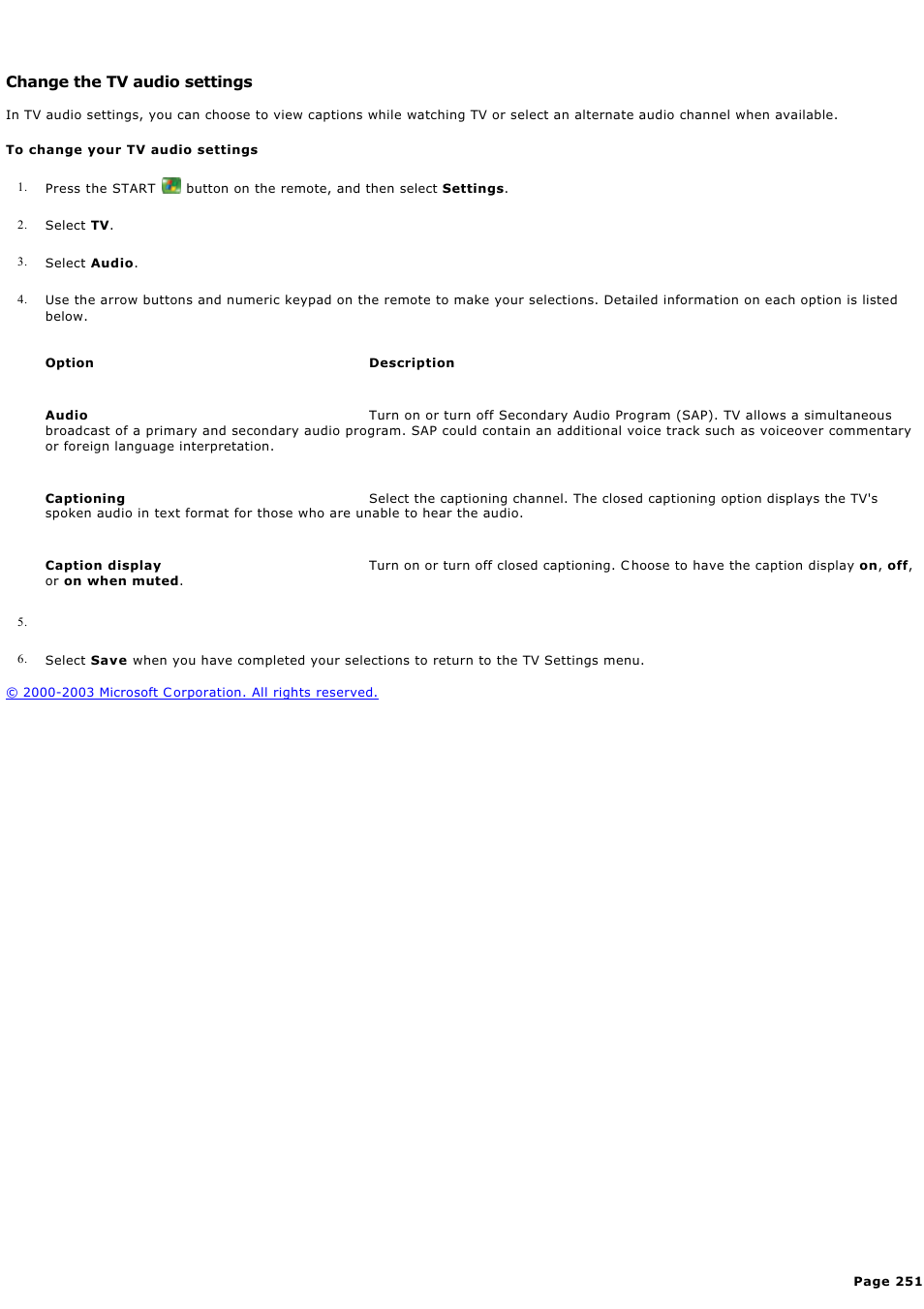 Change the tv audio settings, C hange the tv audio settings | Sony PCV-RZ49G User Manual | Page 251 / 459