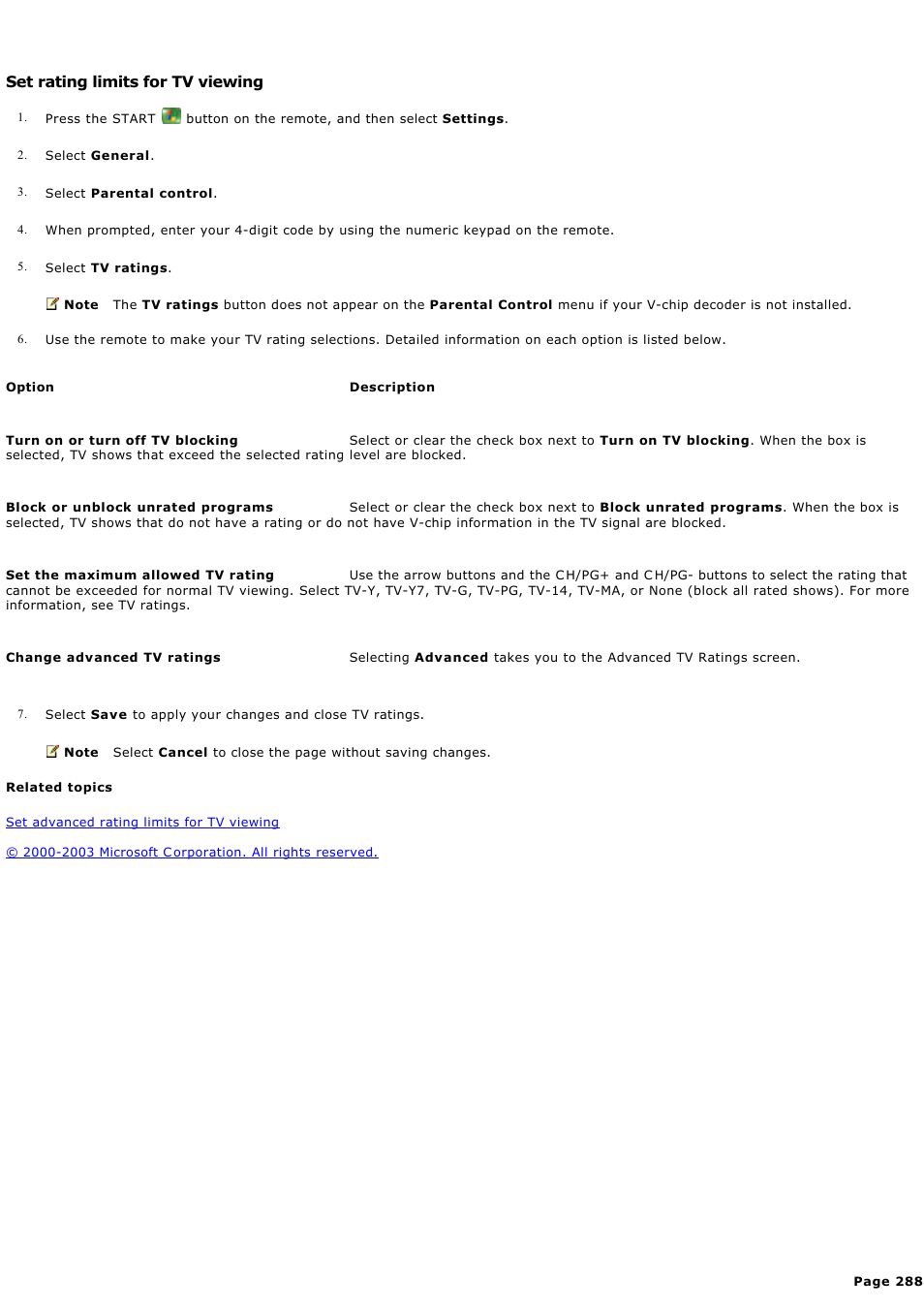 Set rating limits for tv viewing | Sony PCV-RZ49G User Manual | Page 288 / 459