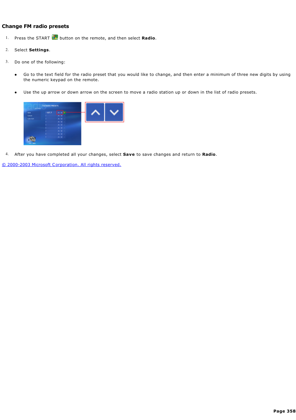 Change fm radio presets, C hange fm radio presets | Sony PCV-RZ49G User Manual | Page 358 / 459