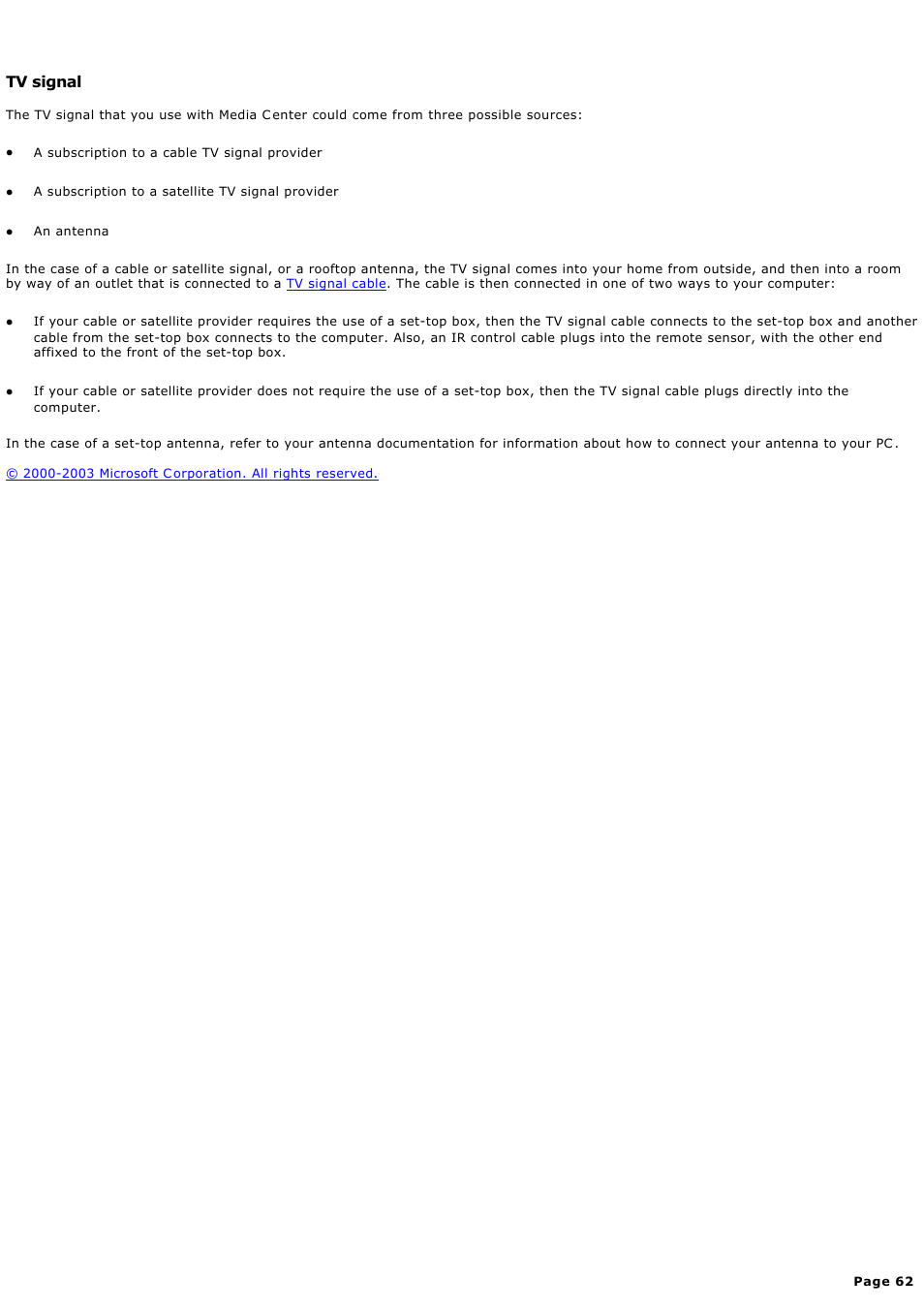 Tv signal | Sony PCV-RZ49G User Manual | Page 62 / 459