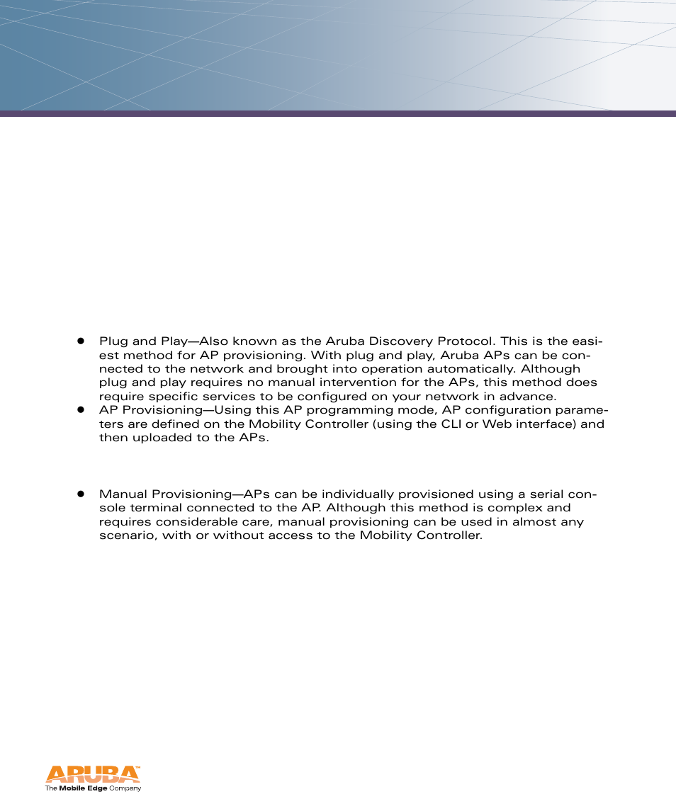 Provisioning access points | Aruba Networks Access Point Aruba AP 60/61 User Manual | Page 11 / 68