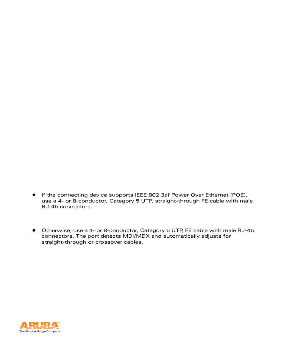 To ap” specifications, To network” specifications | Aruba Networks Access Point Aruba AP 60/61 User Manual | Page 43 / 68