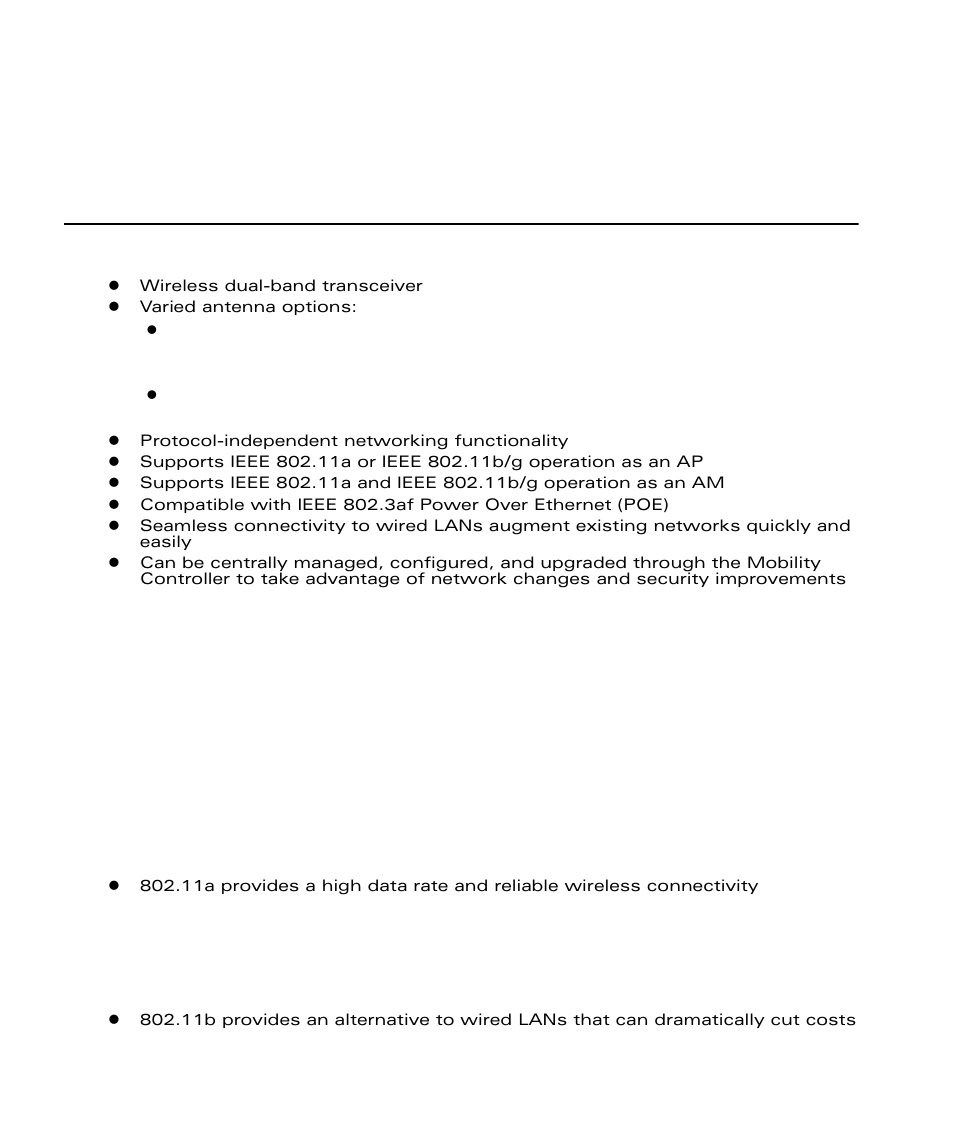 Product label, Product features, Ethernet compatibility | Radio characteristics | Aruba Networks Access Point Aruba AP 60/61 User Manual | Page 50 / 68