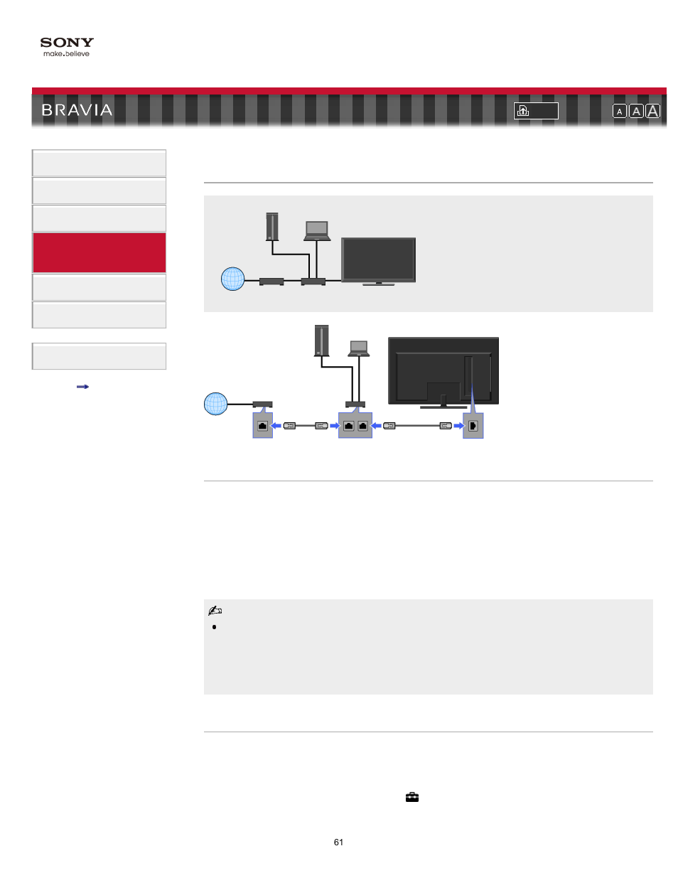 Home network, Dlna certified media server, Media server troubleshooting | Renderer, Show/hide media servers | Sony KDL-40NX700 User Manual | Page 61 / 144