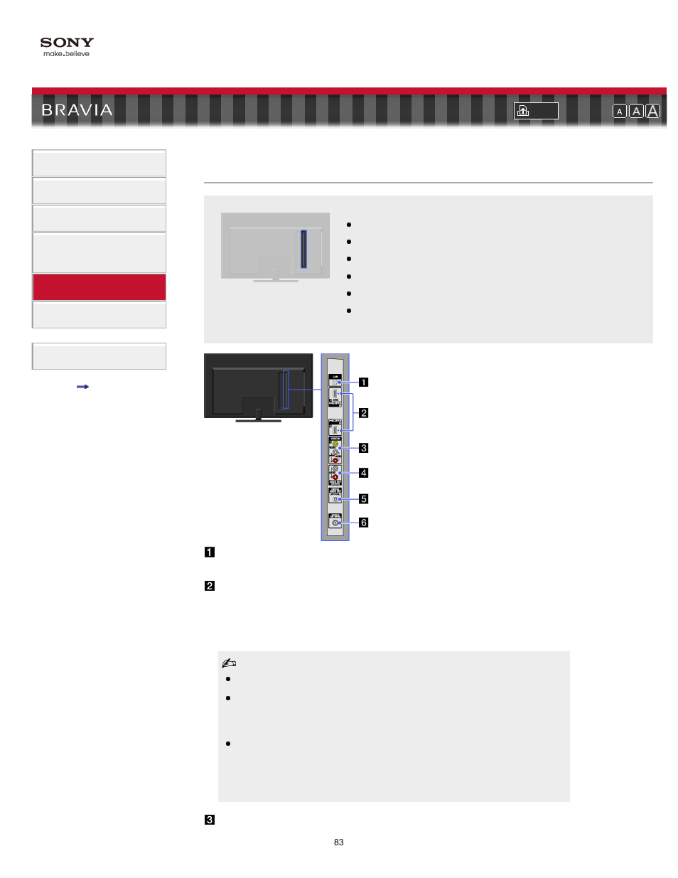 Back, Terminals (back) | Sony KDL-40NX700 User Manual | Page 83 / 144