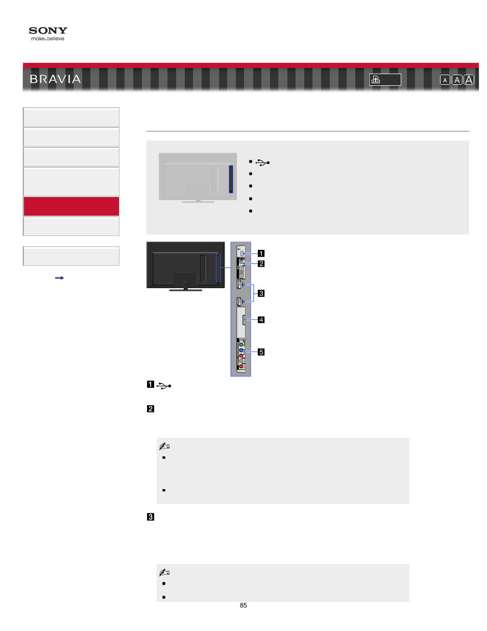 Right, Terminals (right) | Sony KDL-40NX700 User Manual | Page 85 / 144