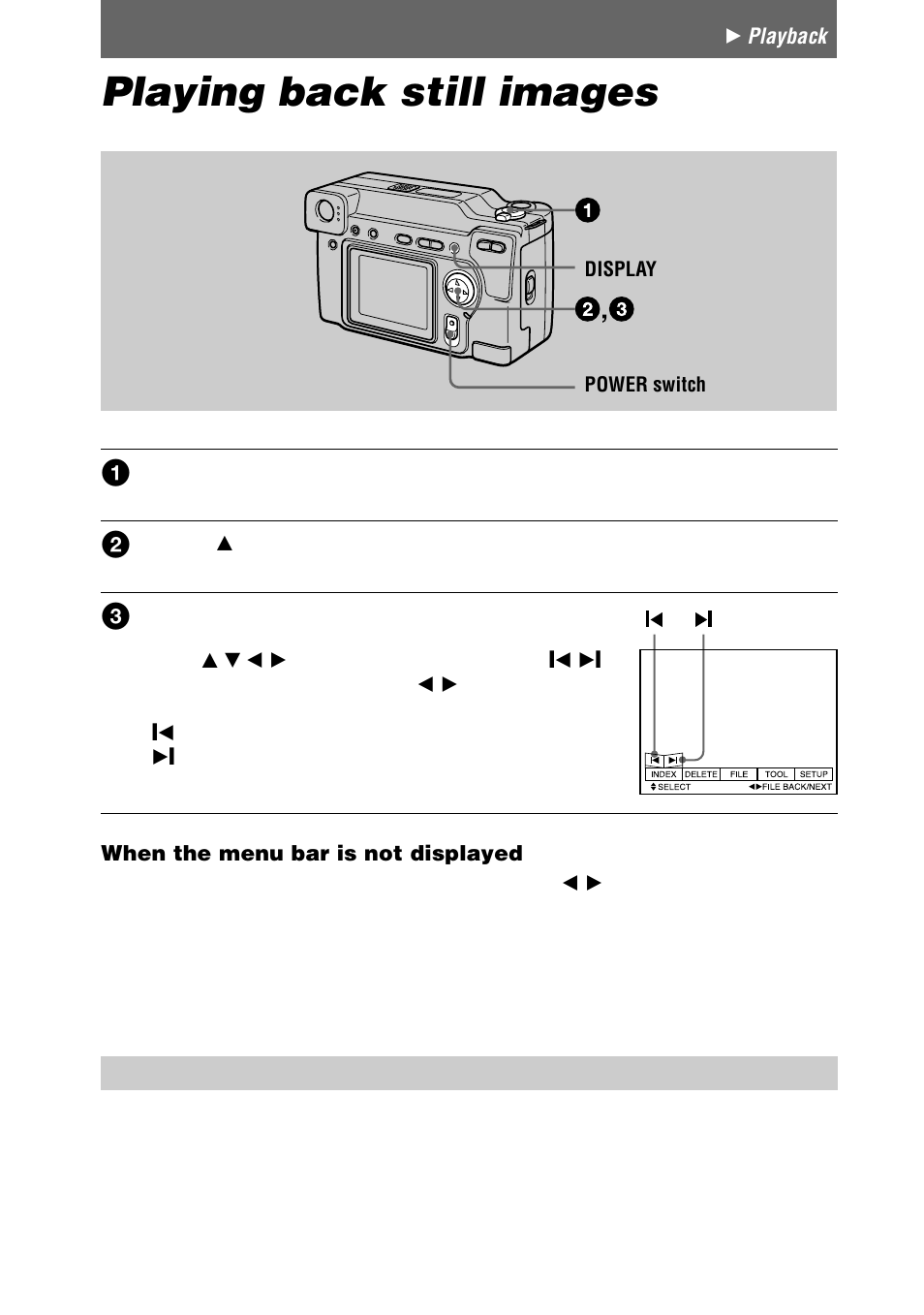 Playing back still images, Lcd screen indicators during still image playback | Sony DSC-S70 User Manual | Page 22 / 68
