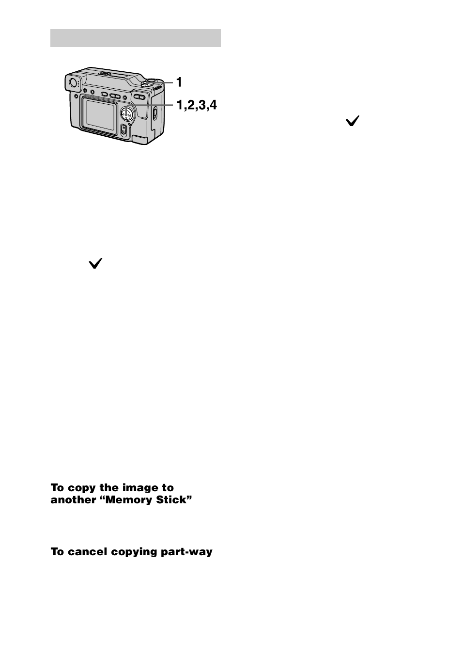 In index mode, To copy the image to another “memory stick, To cancel copying part-way | Sony DSC-S70 User Manual | Page 52 / 68