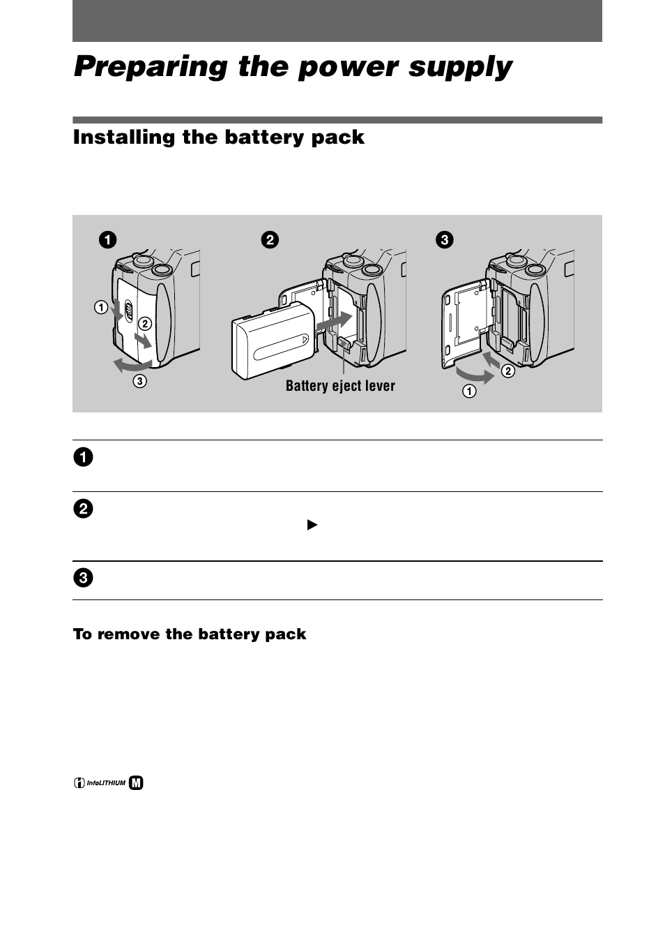 Preparing the power supply, Installing the battery pack, Ver (8) | Sony DSC-S70 User Manual | Page 8 / 68