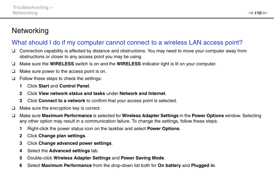 Networking | Sony VPCX111KX User Manual | Page 110 / 132