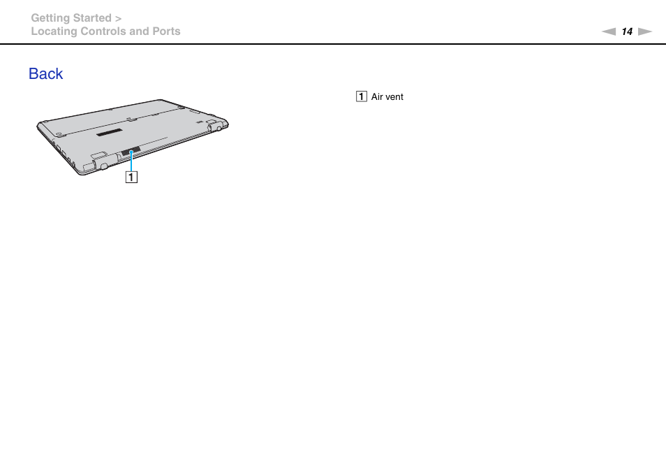 Back | Sony VPCX111KX User Manual | Page 14 / 132