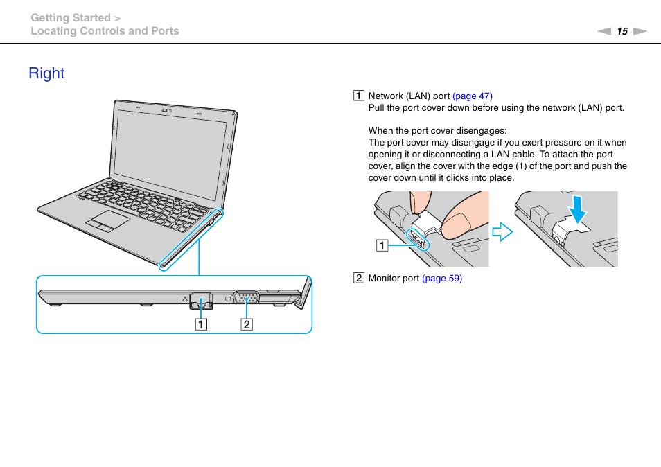 Right | Sony VPCX111KX User Manual | Page 15 / 132