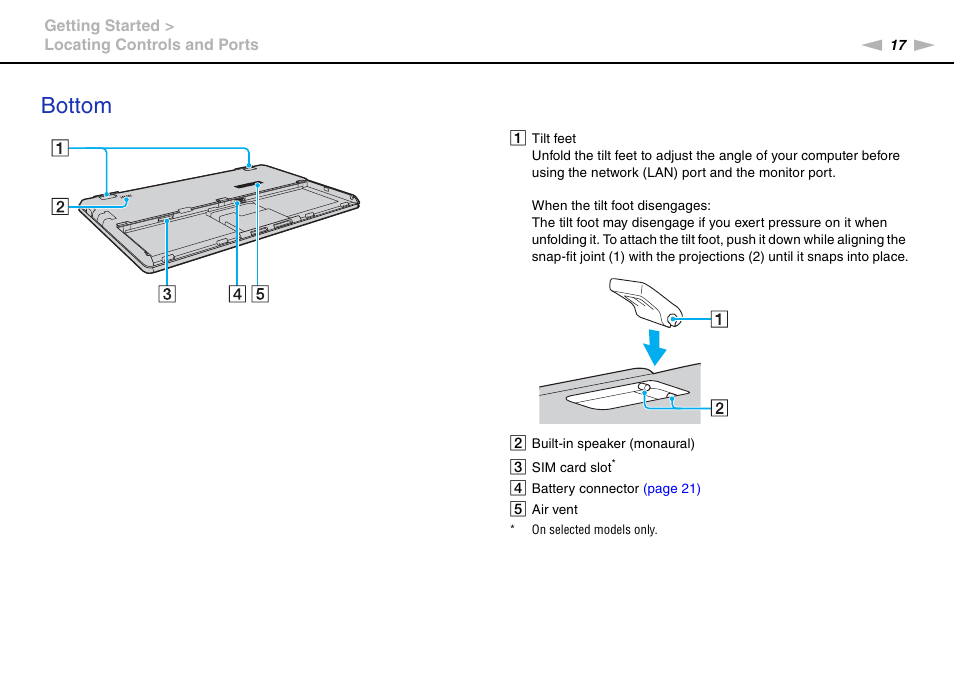 Bottom | Sony VPCX111KX User Manual | Page 17 / 132