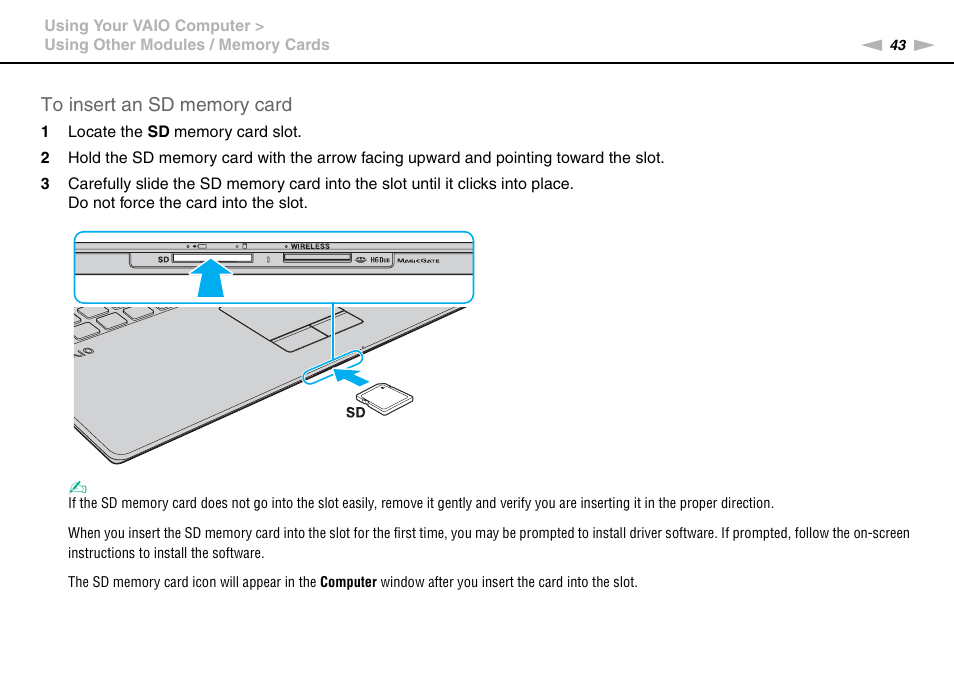 Sony VPCX111KX User Manual | Page 43 / 132