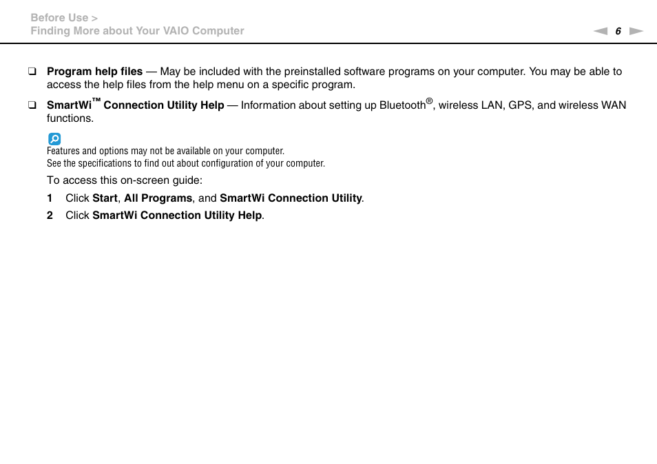 Sony VPCX111KX User Manual | Page 6 / 132