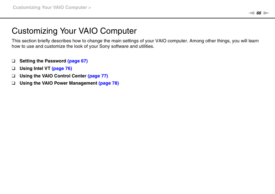 Customizing your vaio computer | Sony VPCX111KX User Manual | Page 66 / 132