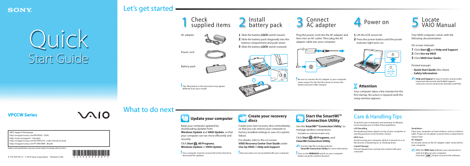 Sony VPCCW2PFX User Manual | 2 pages