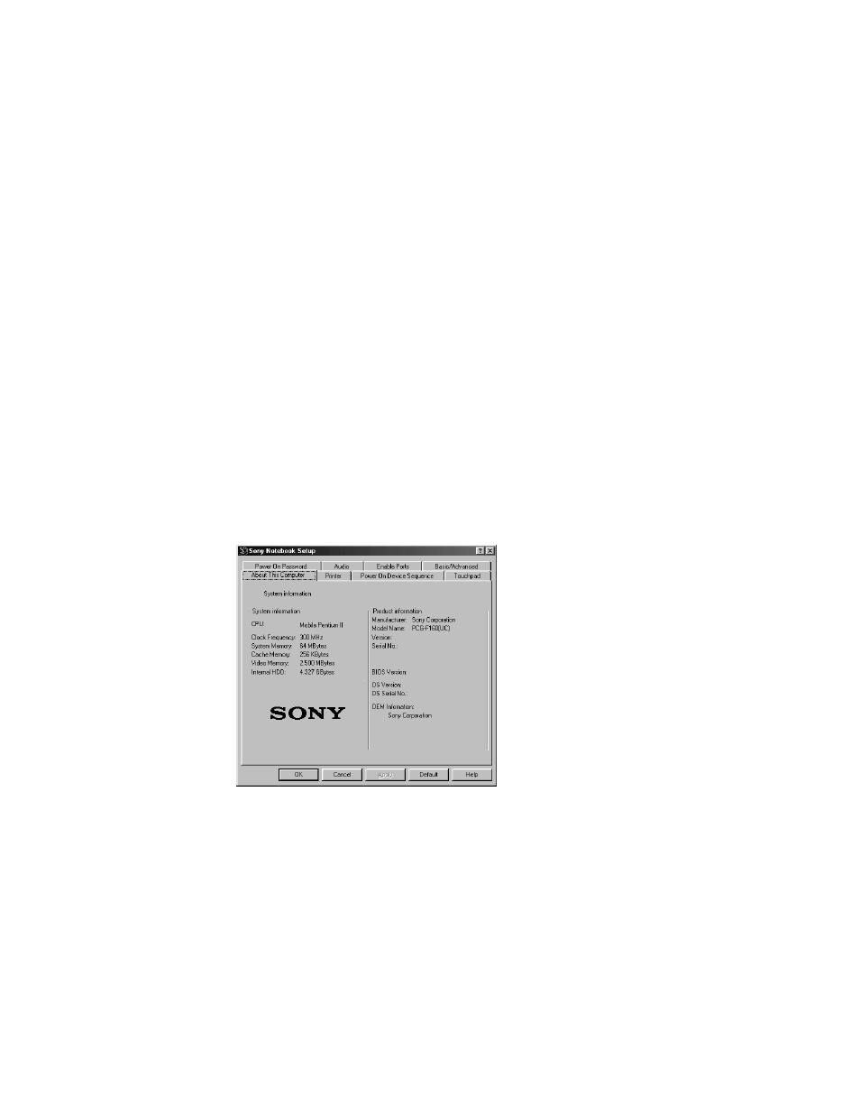 Customizing your notebook computer, Displaying the sony notebook setup screen | Sony PCG-F180 User Manual | Page 67 / 114