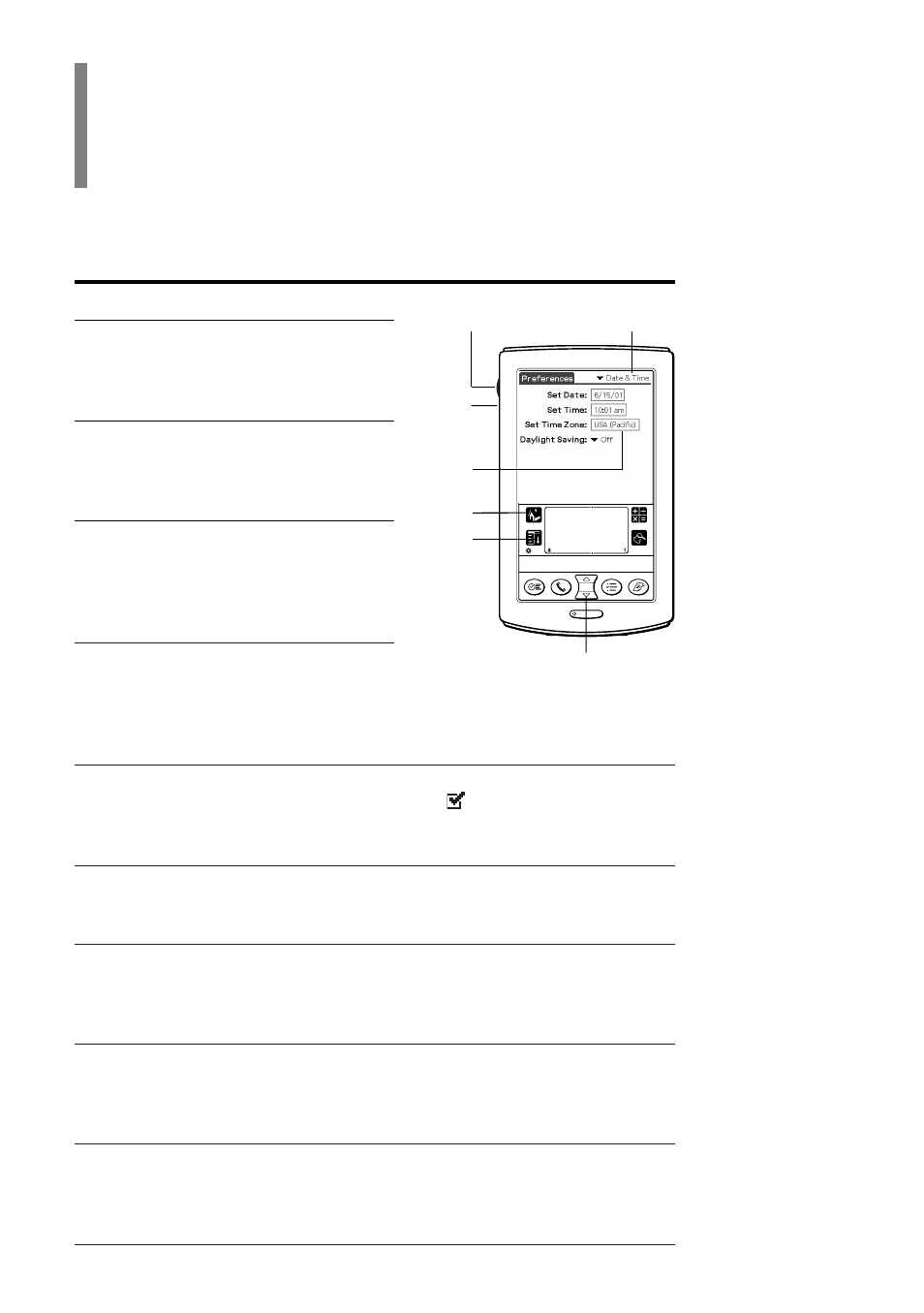 Terms, Drag, Drop-down list | Selection box, Check box, Scroll buttons, Jog dial navigator, Home icon, Menu icon, Back button | Sony PEG-T415 User Manual | Page 5 / 30