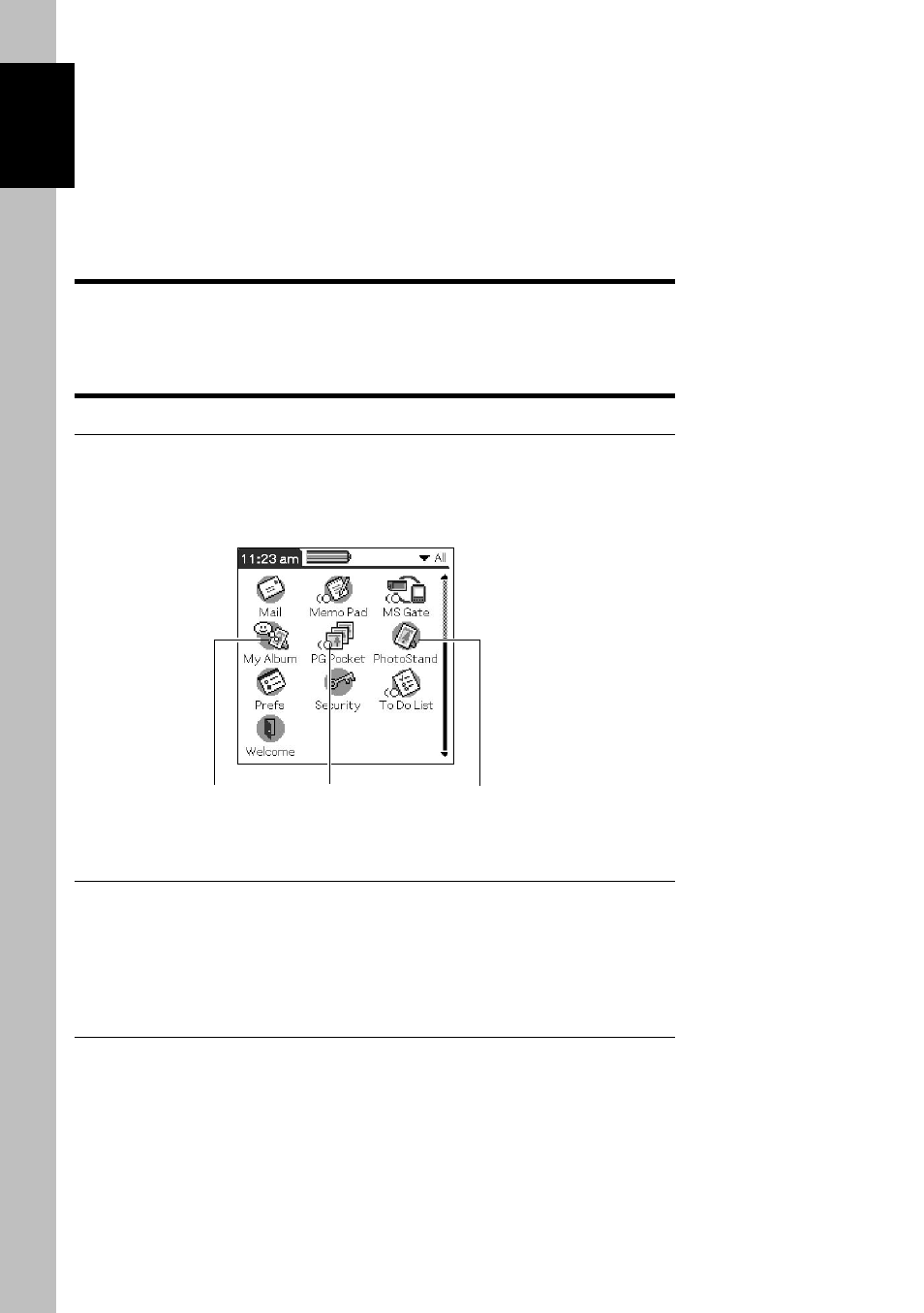 Setup and startup, Setup, Startup and basic screen | Sony PEG-T415 User Manual | Page 8 / 30