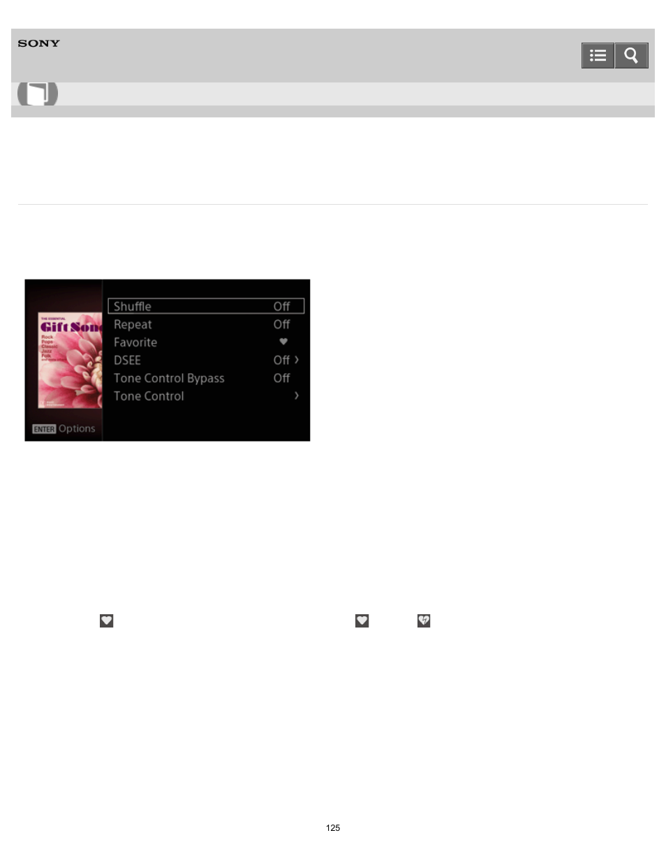 Playback options screen, Help guide | Sony HAP-S1 User Manual | Page 125 / 213