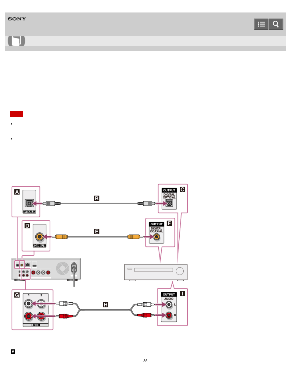 Connecting other playback equipment, Help guide | Sony HAP-S1 User Manual | Page 85 / 213