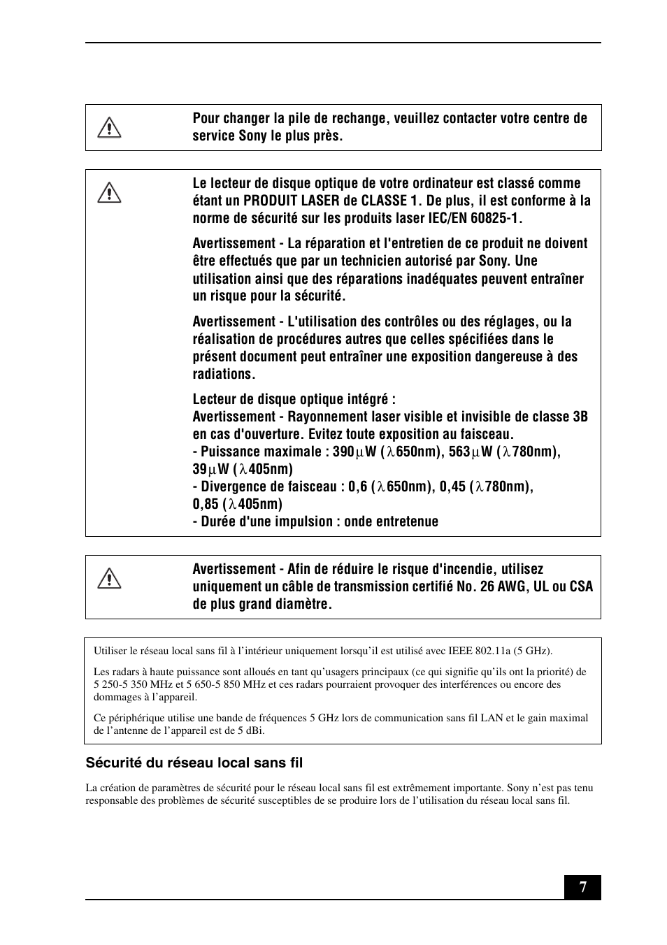 Sony VGNSR590FGB User Manual | Page 7 / 28