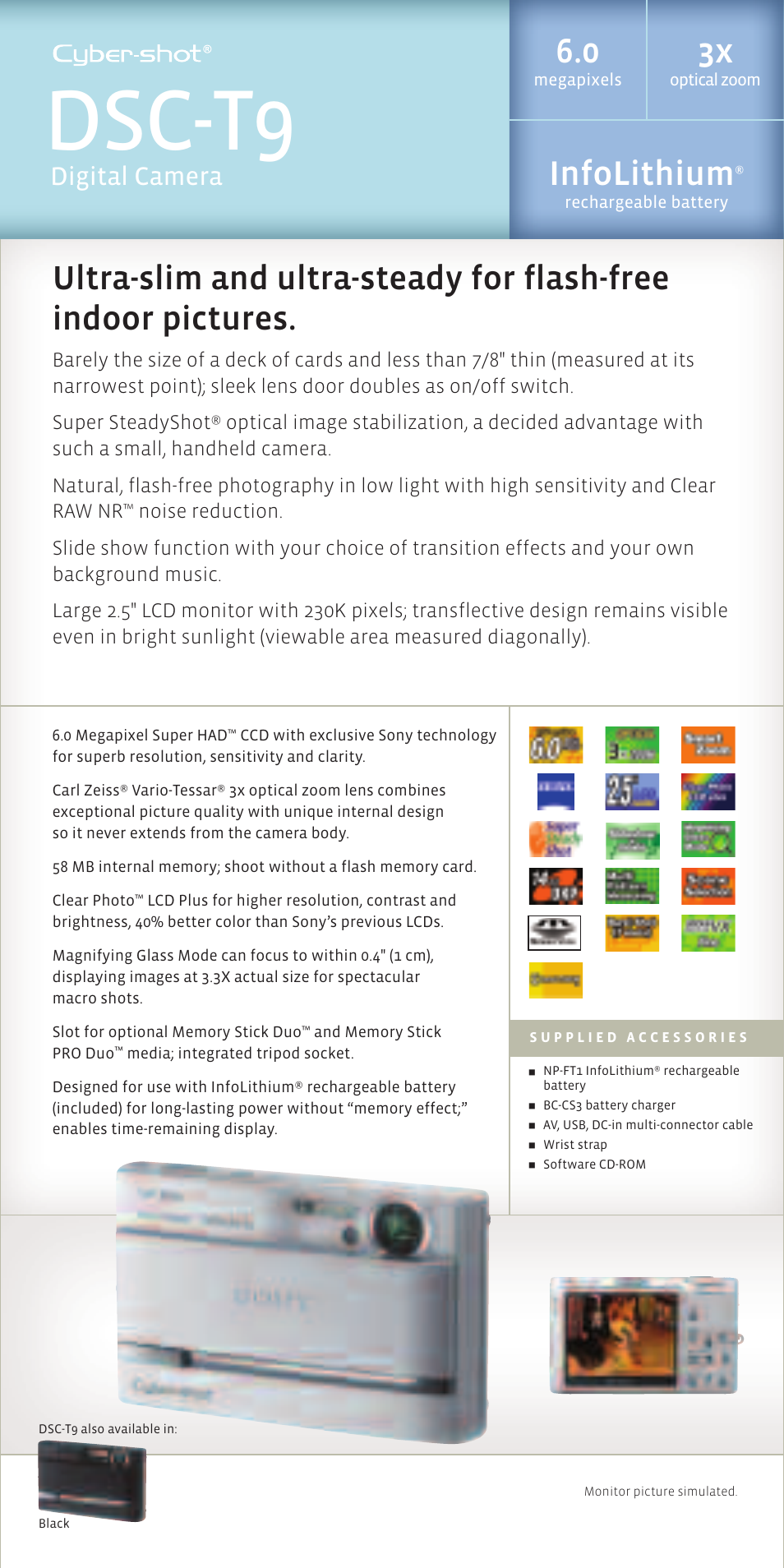 Dsc-t9, Infolithium, Digital camera | Sony DSC-N1 User Manual | Page 10 / 19