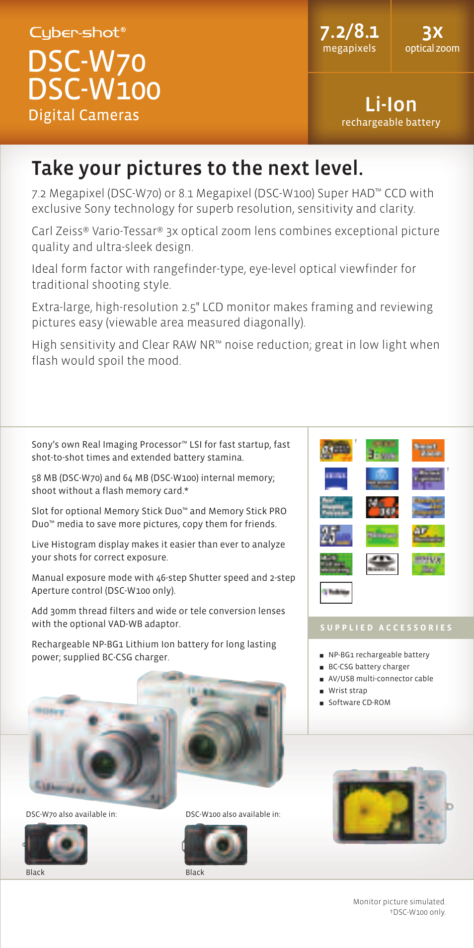 Li-ion, Take your pictures to the next level, Digital cameras | Sony DSC-N1 User Manual | Page 8 / 19