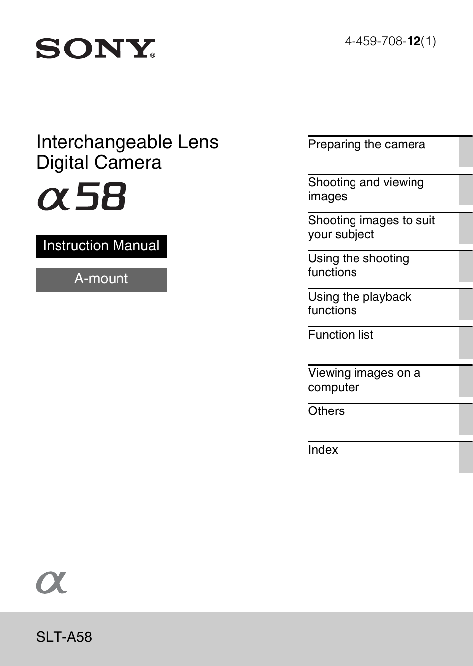 Sony SLT-A58 User Manual | 96 pages